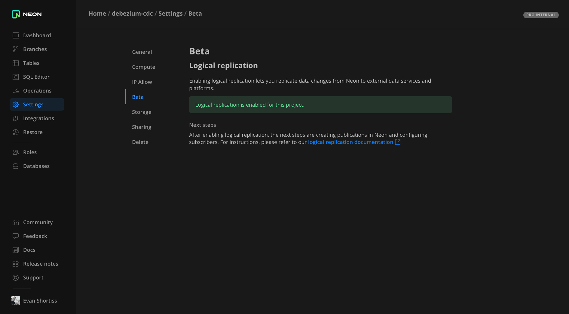 A Neon project with Logical Replication enabled.